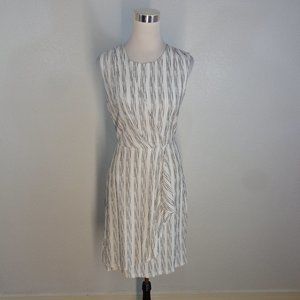 Calvin Klein Faux Wrap Dress Size 8 Sleeveless Black White Stripe